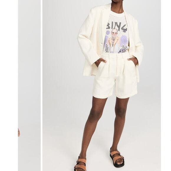 Anine Bing Quinn Blazer 100% Linen In Eggshell Size Small Oversized - Picture 7 of 15